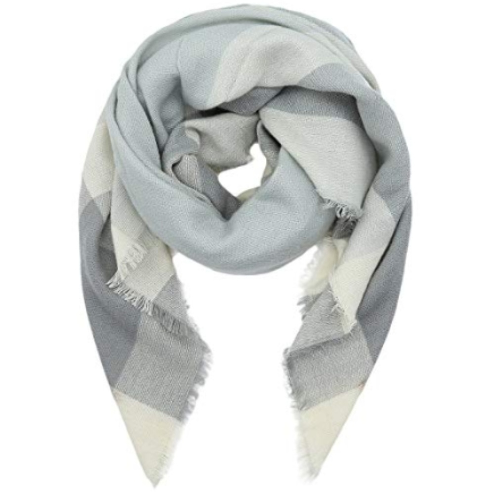 LAST ONE!! Grey/white fringed check blanket scarf - Picture 2 of 5